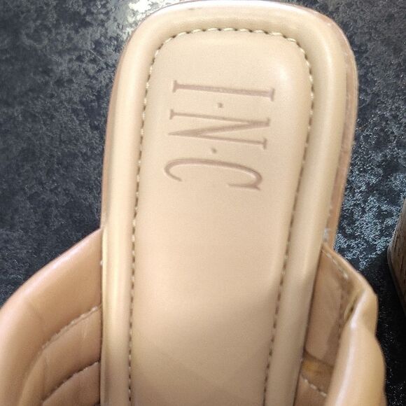 INC International Concepts Tan Mules with Puffy Straps - Picture 2 of 6
